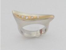 Ring Sterlingsilber, Auflage 900er Gold, Brillanten