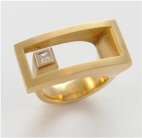 Ring  Window massiv 750er Gelbgold, Diamant Princessecut 0,15ct TW vsi