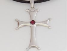 Anhnger Sterlingsilber, byzantinisches Tropfenkreuz mit Granat 